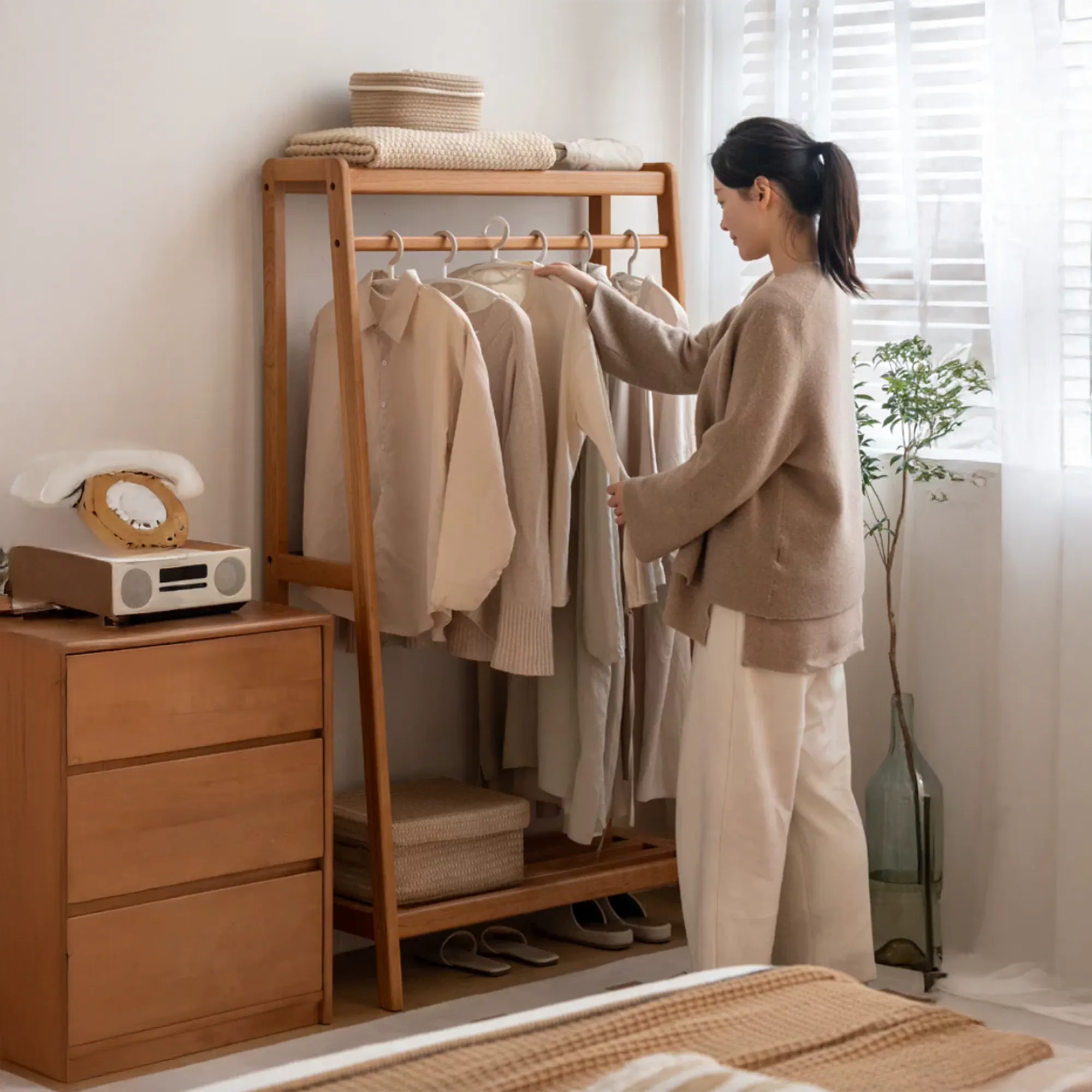 Tyen Clothes Rack 0.5m - Oak - 10