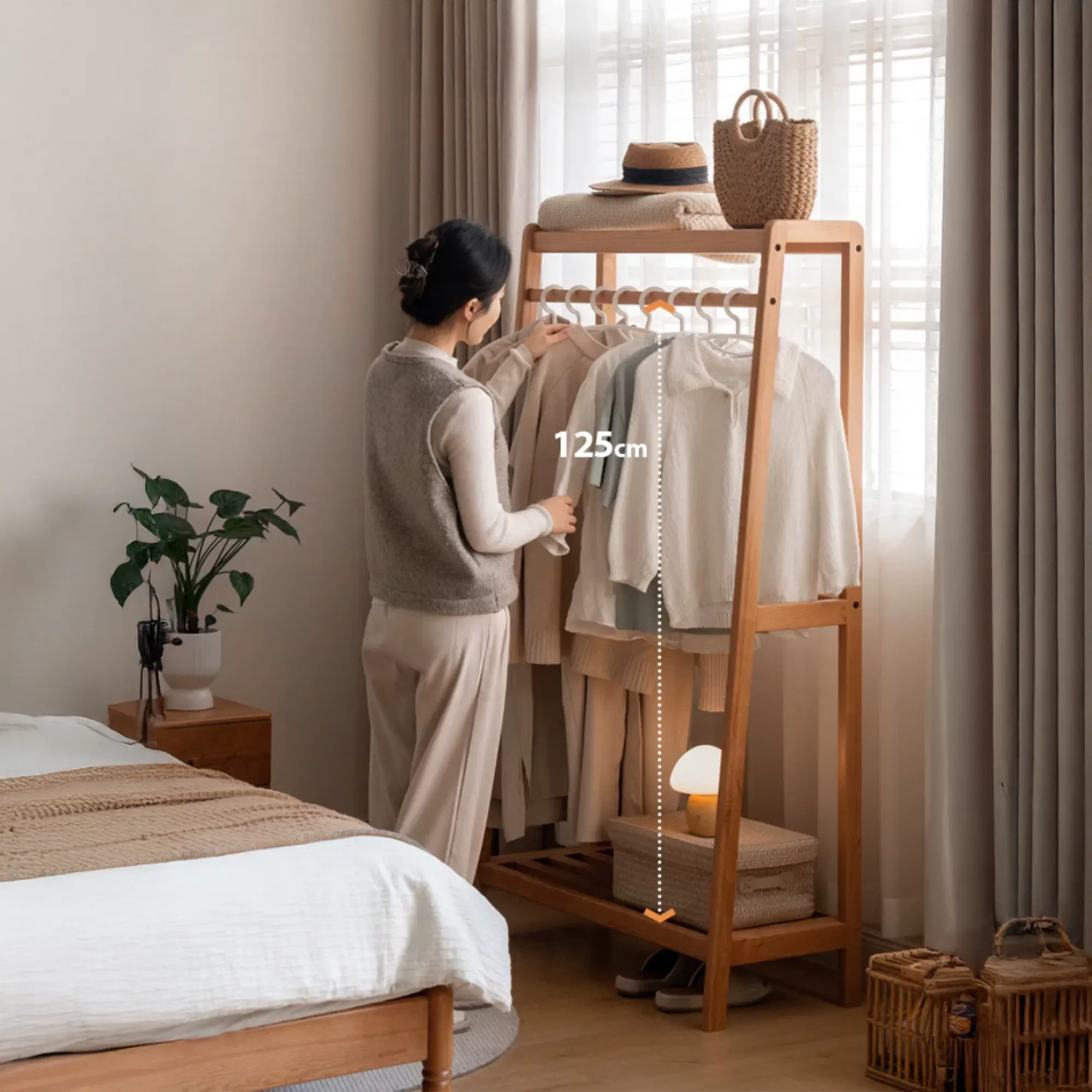 Tyen Clothes Rack 0.5m - Oak - 9