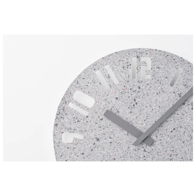 PANECO CLOCK - SAND Light Gray - 2 - Modern clock face with geometric design, Metallic hour and minute hands, Sprinkled