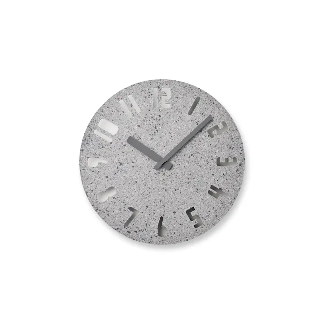 PANECO CLOCK - SAND Light Gray - 1 - Modern clock with textured surface, Elegant clock design with metallic accents