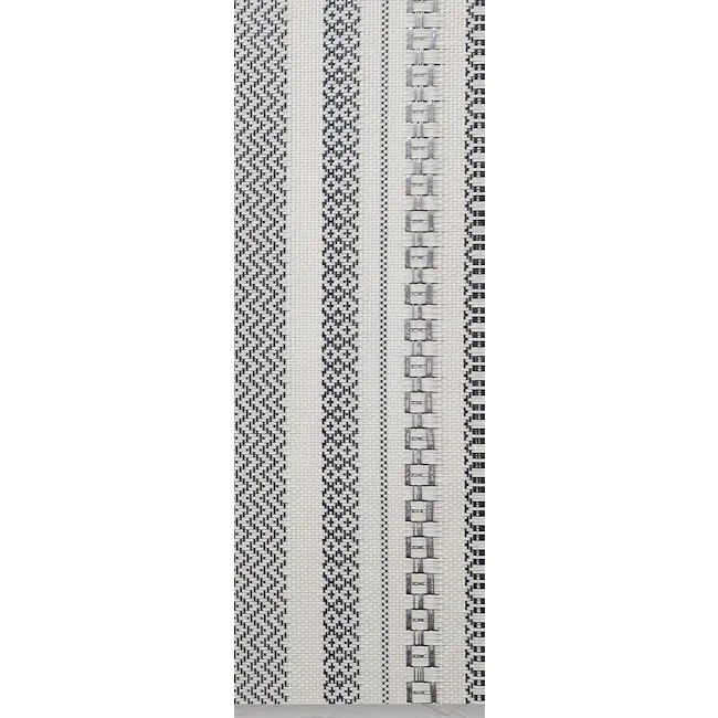 RAPEE FINELINE Placemat - Black - 4 - Intricate woven pattern with geometric shapes, Vertical stripe design with repeating