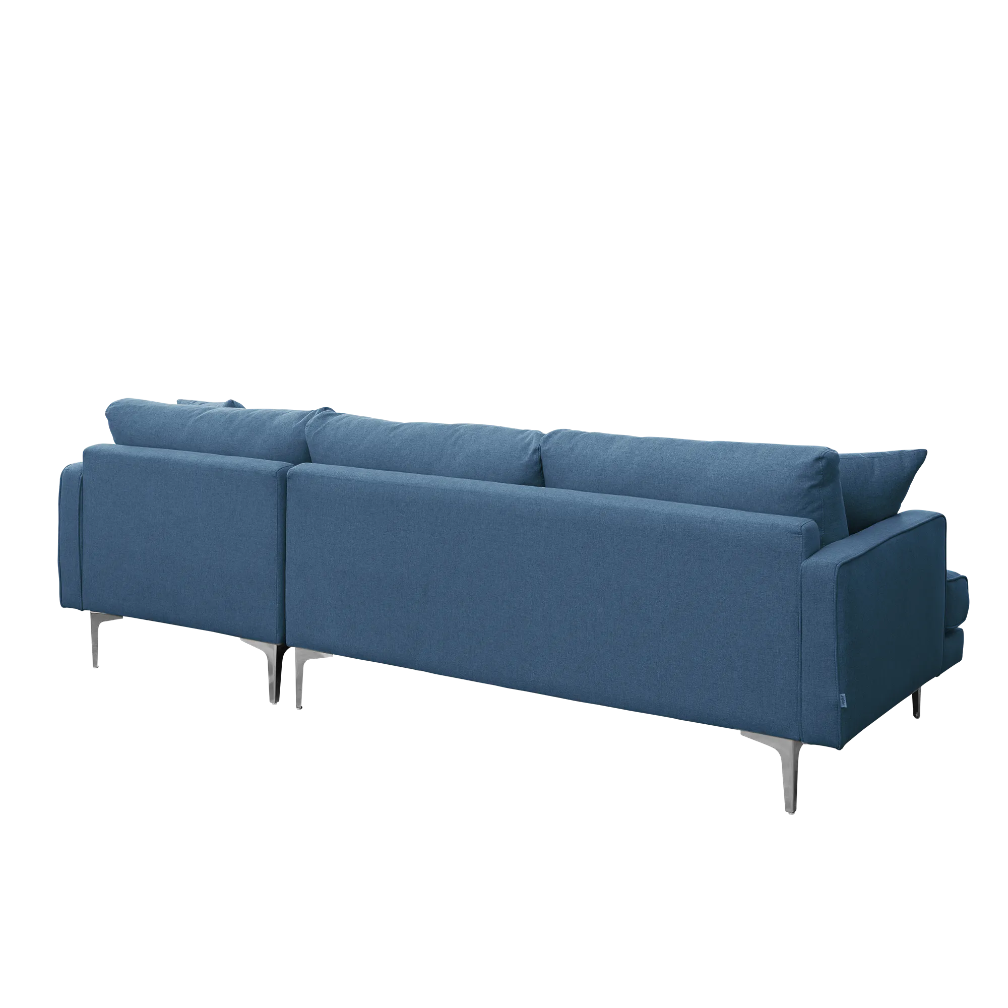 Declan L-Shaped Sofa - Walnut, Blue - 41 - Blue upholstered sofa, modern design, minimalist style, textured fabric, sleek