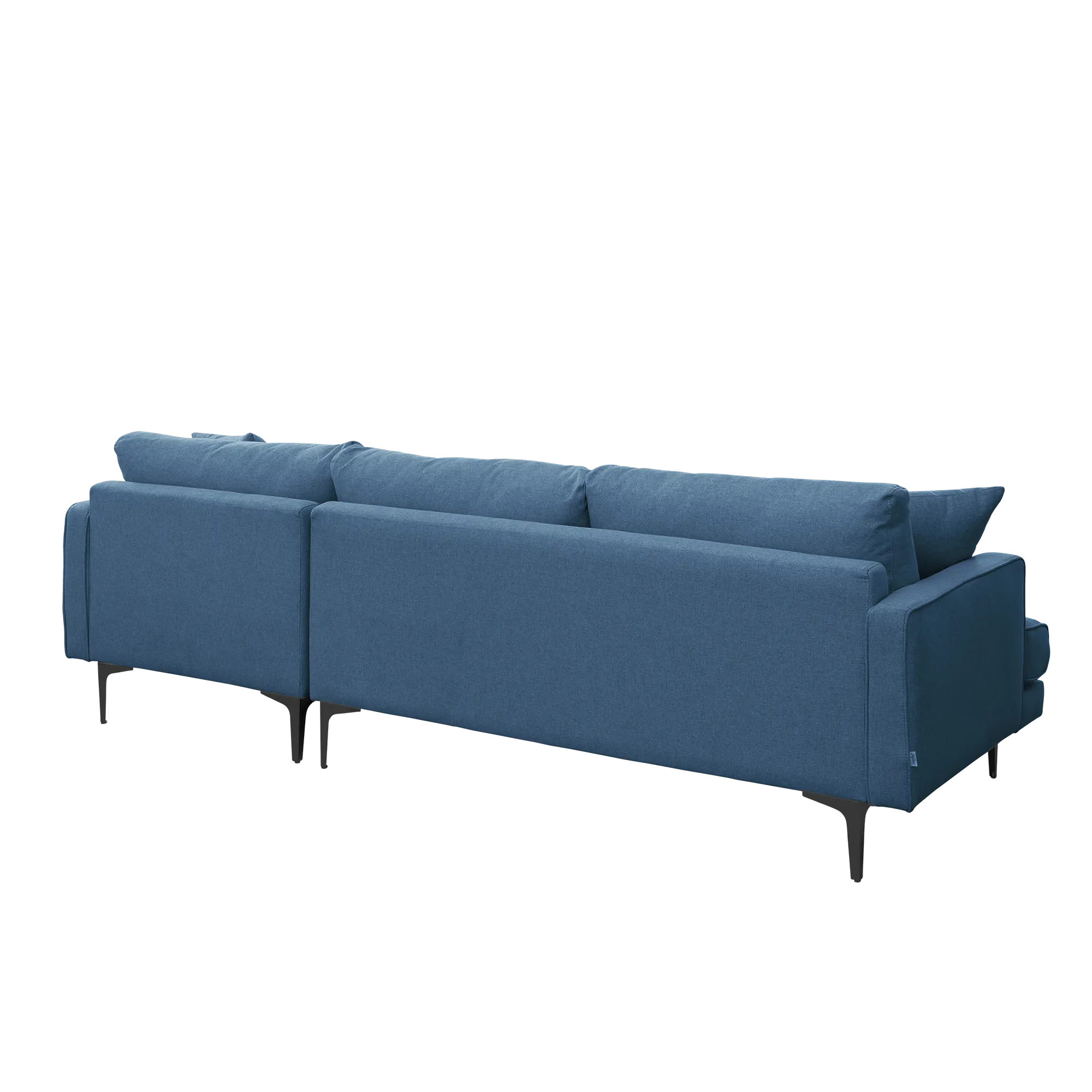 Declan L-Shaped Sofa - Walnut, Blue - 40 - Blue upholstered sectional sofa, modern design, minimalist style, textured