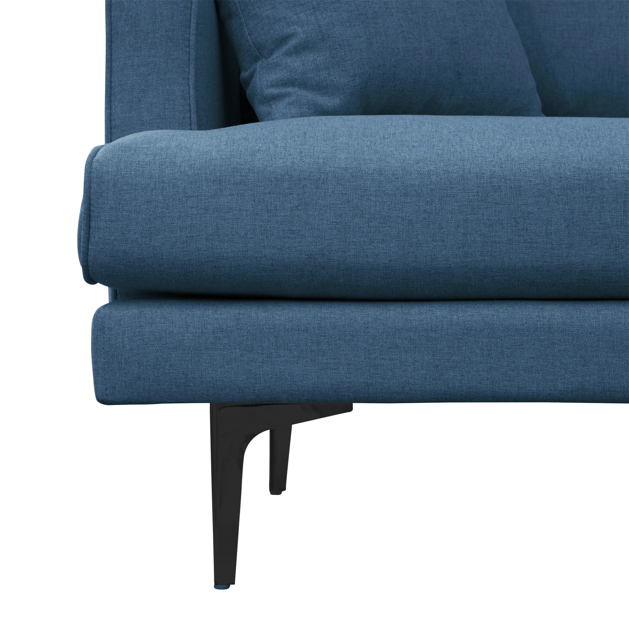 Declan L-Shaped Sofa - Walnut, Blue - 32 - Blue upholstered chair, textured fabric, modern design, minimalist style, cozy