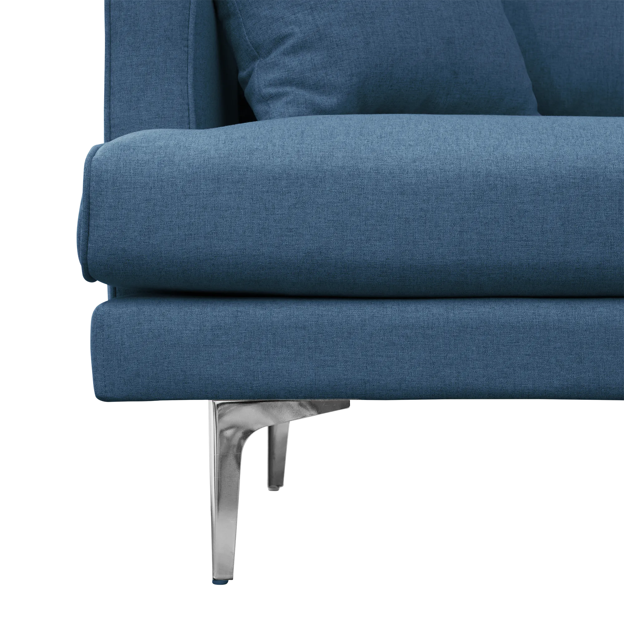 Declan L-Shaped Sofa - Walnut, Blue - 33 - Blue upholstered chair, textured fabric, modern design, minimalist style, elegant