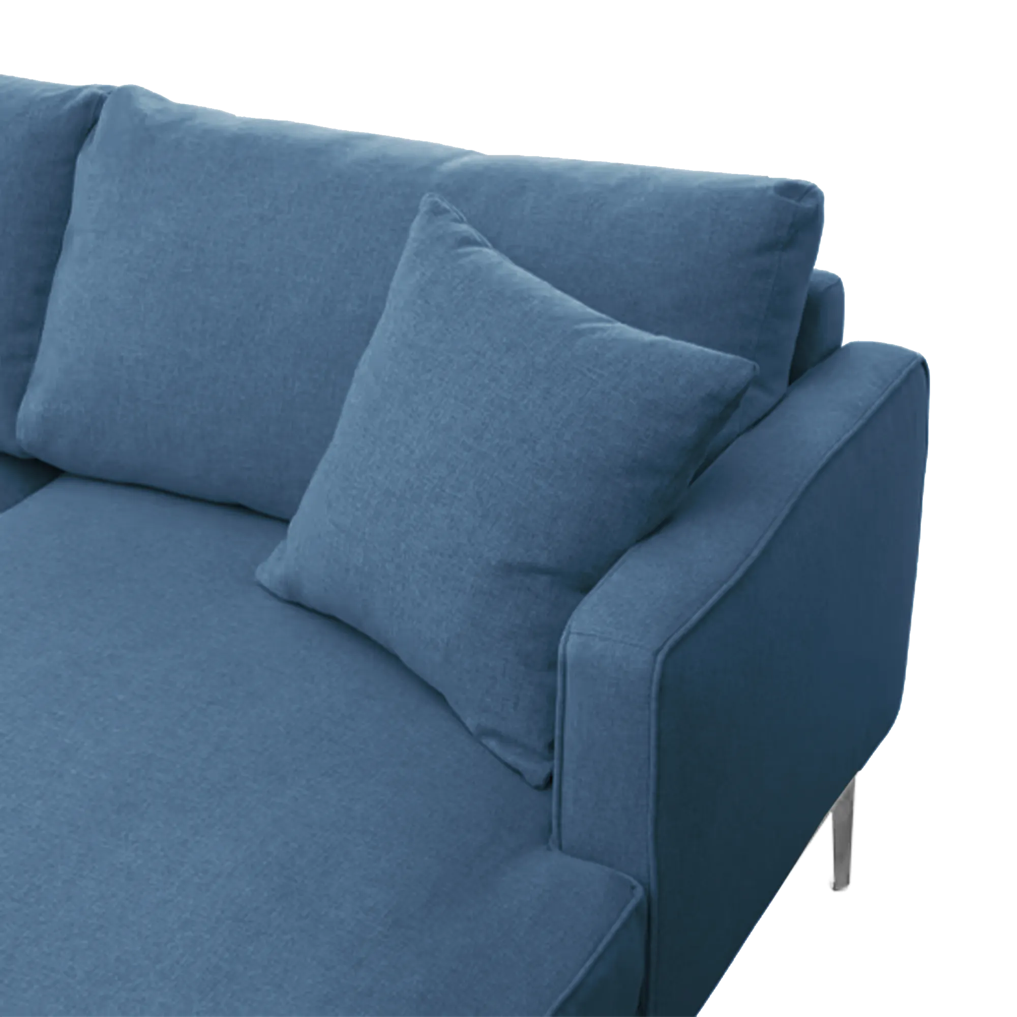 Declan L-Shaped Sofa - Walnut, Blue - 36 - Blue upholstered sofa, modern design, textured fabric, plush cushions, minimalist