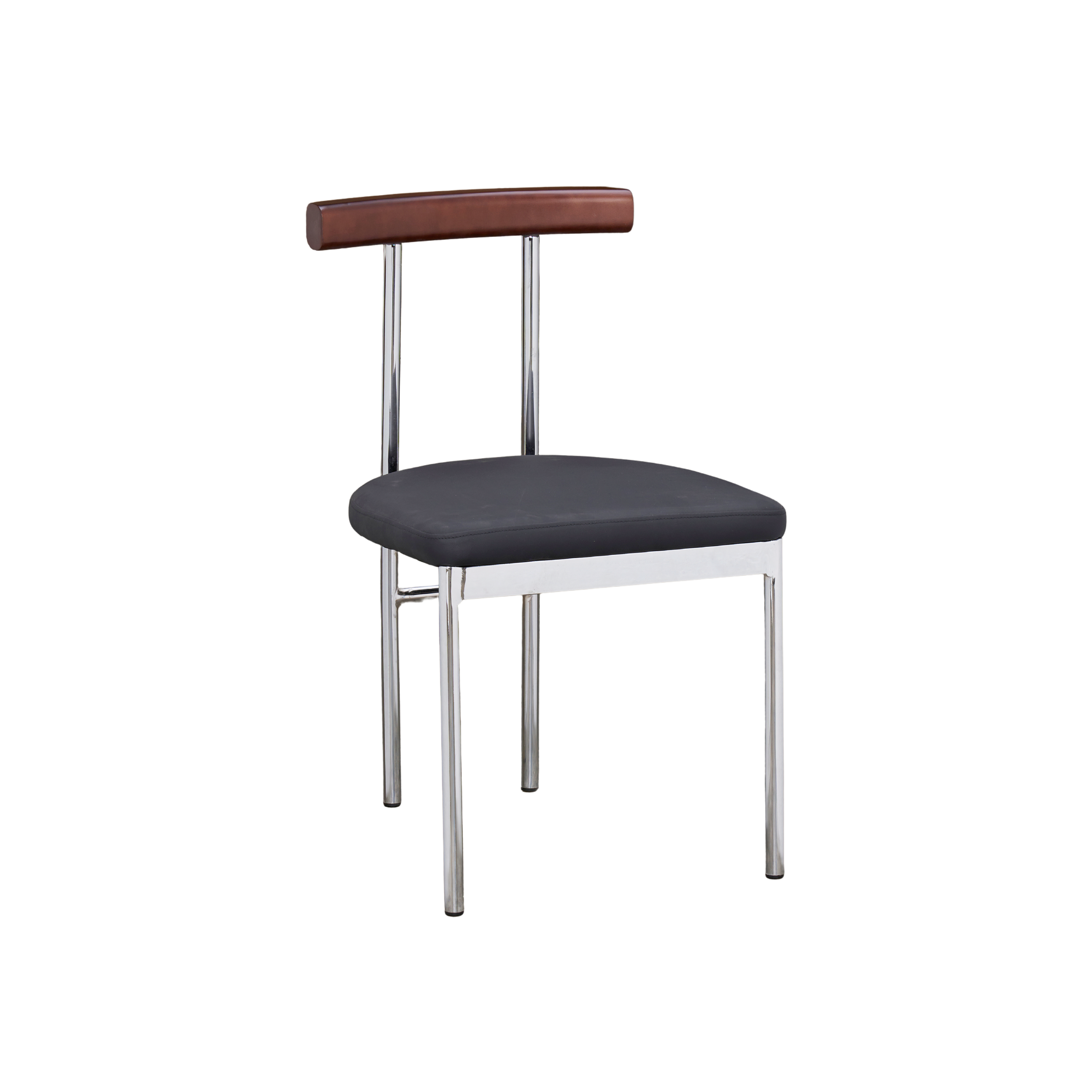 (As-is) Vincent Chair - Walnut, Black (Faux Leather)