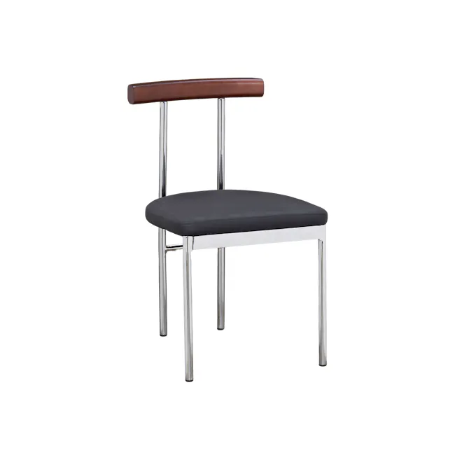 (As-is) Vincent Chair - Walnut, Black (Faux Leather) - 1