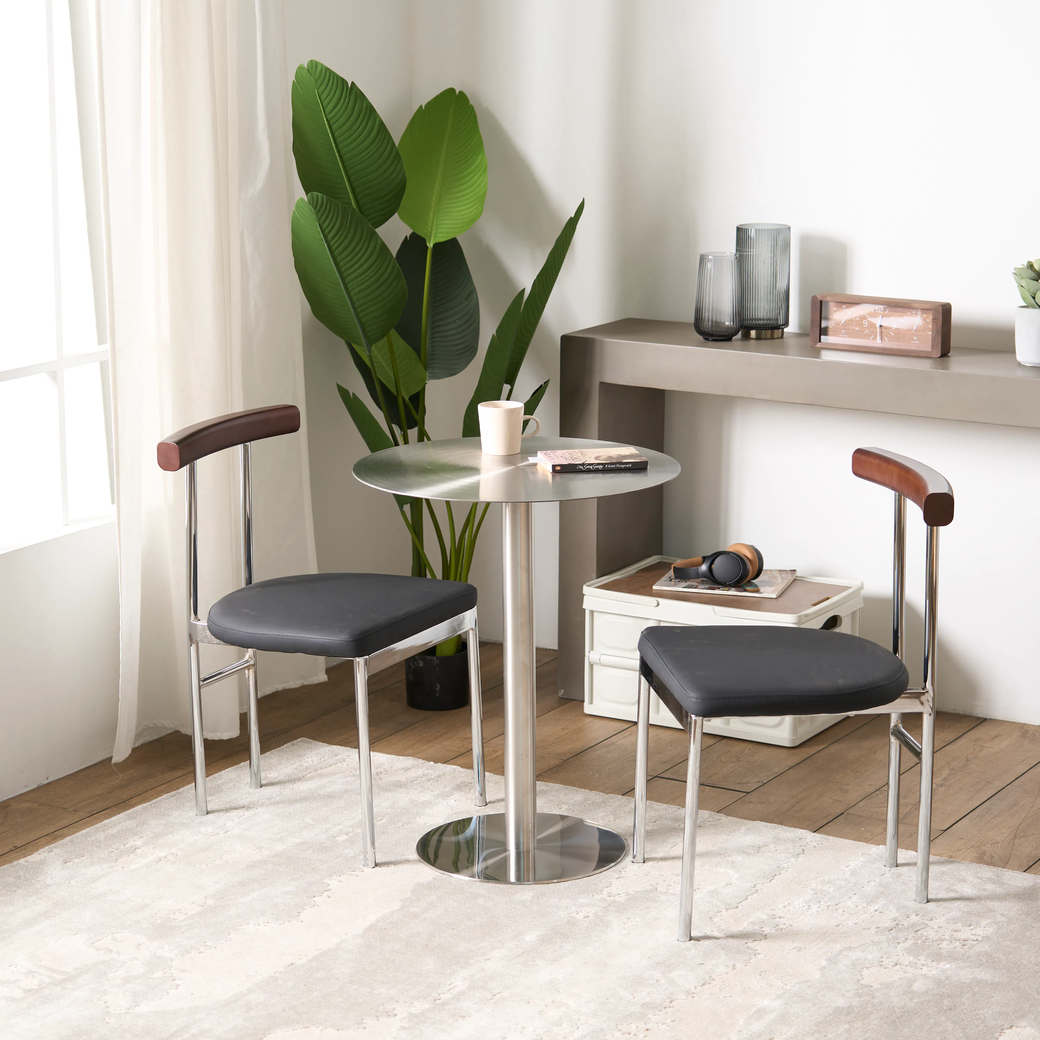 (As-is) Vincent Chair - Walnut, Black (Faux Leather) - 11