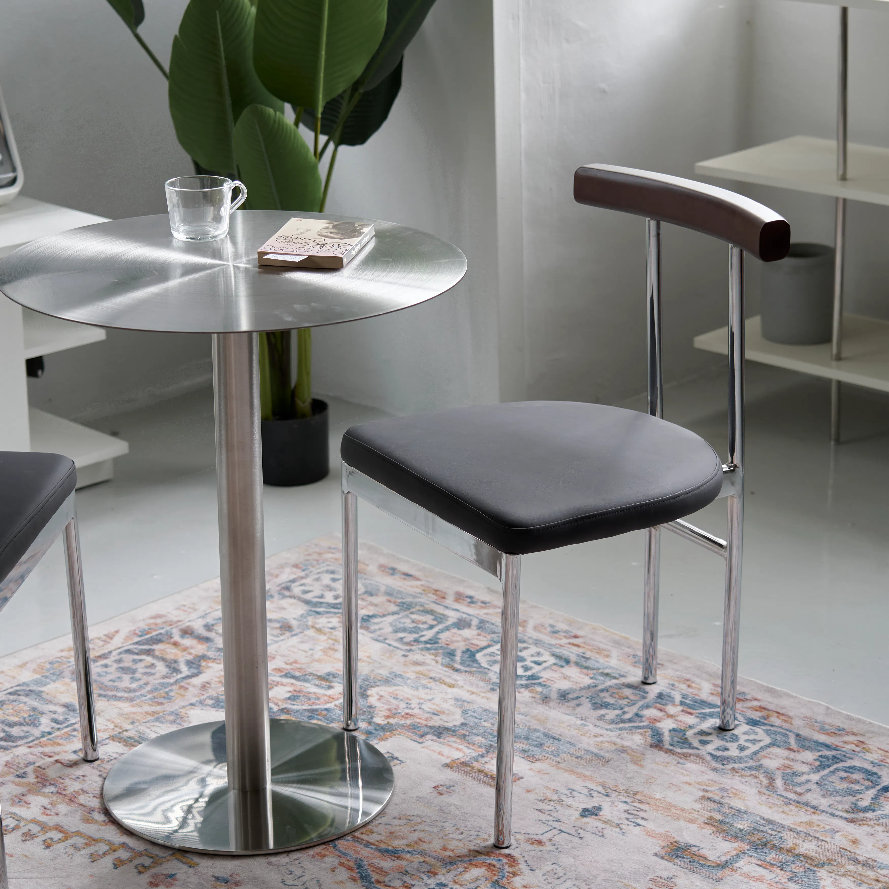 (As-is) Vincent Chair - Walnut, Black (Faux Leather) - 14