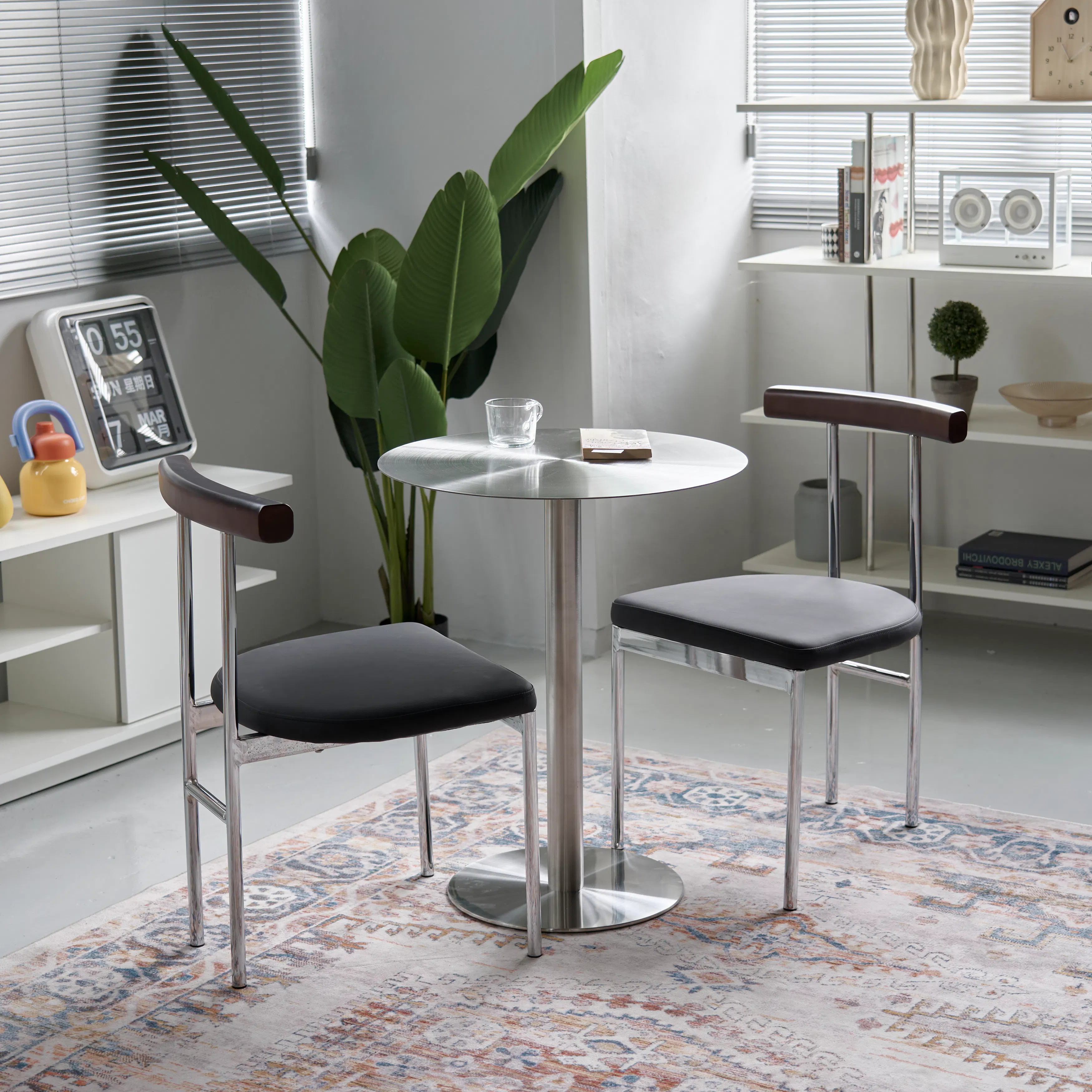 (As-is) Vincent Chair - Walnut, Black (Faux Leather) - 15