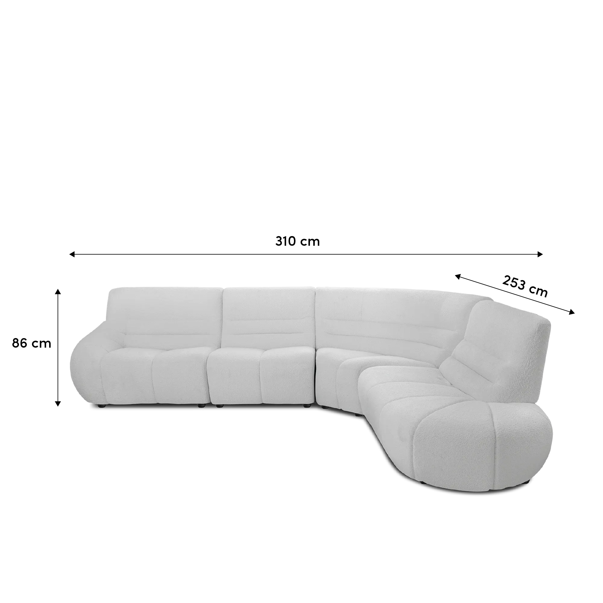 Tara 4 Seater Corner Extended Sofa - Beige - 12 - 310 cm, 253 cm, 86 cm