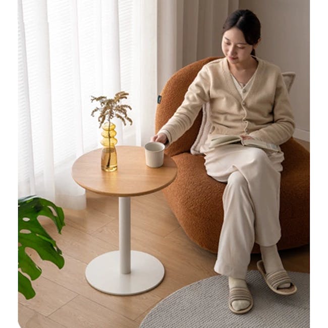 Riana Adjustable Side Table - Oak, White - 10