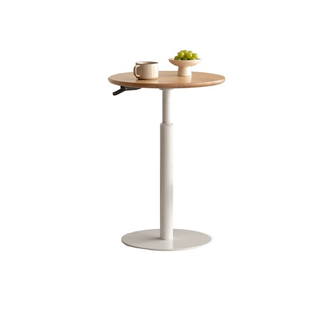 Riana Adjustable Side Table - Oak, White - 1