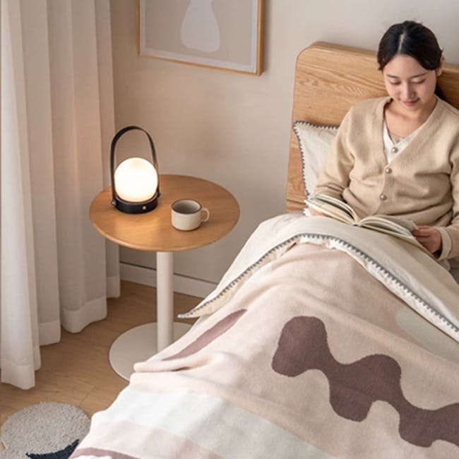 Riana Adjustable Side Table - Oak, White - 11