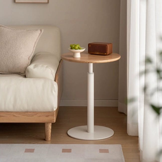 Riana Adjustable Side Table - Oak, White - 5