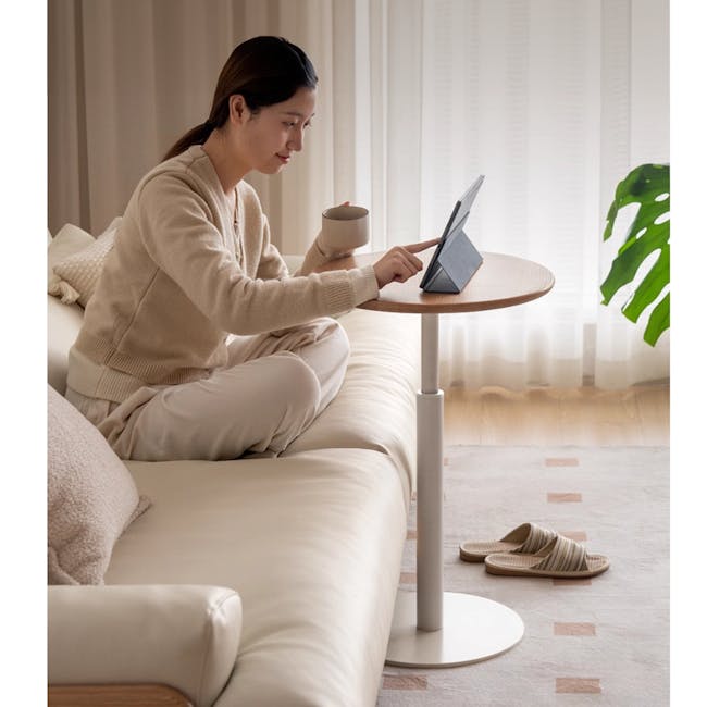 Riana Adjustable Side Table - Oak, White - 3