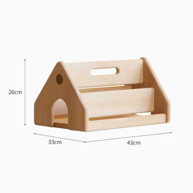 Micah Wooden Kids House Book Organiser - 12 - Wooden birdhouse, 26 cm height, 33 cm base, 43 cm side, 3D design, 3D