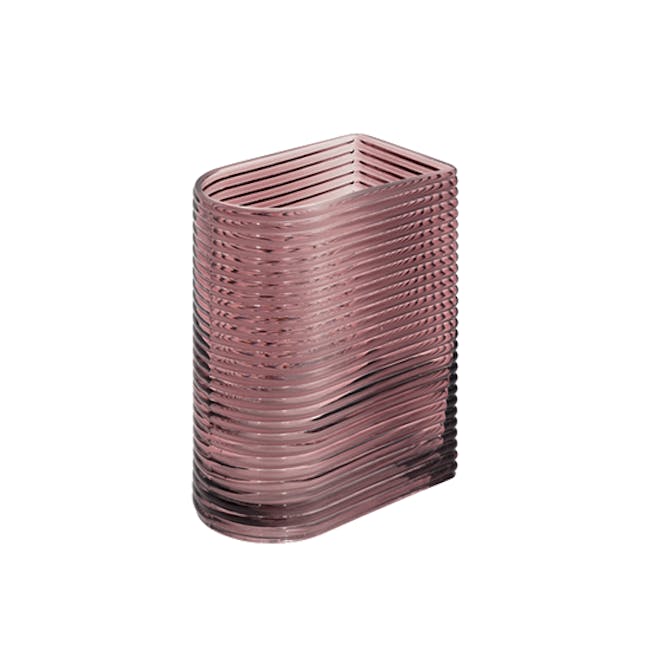 Flor Retro Ribbed Vase 17 cm - Maroon - 0