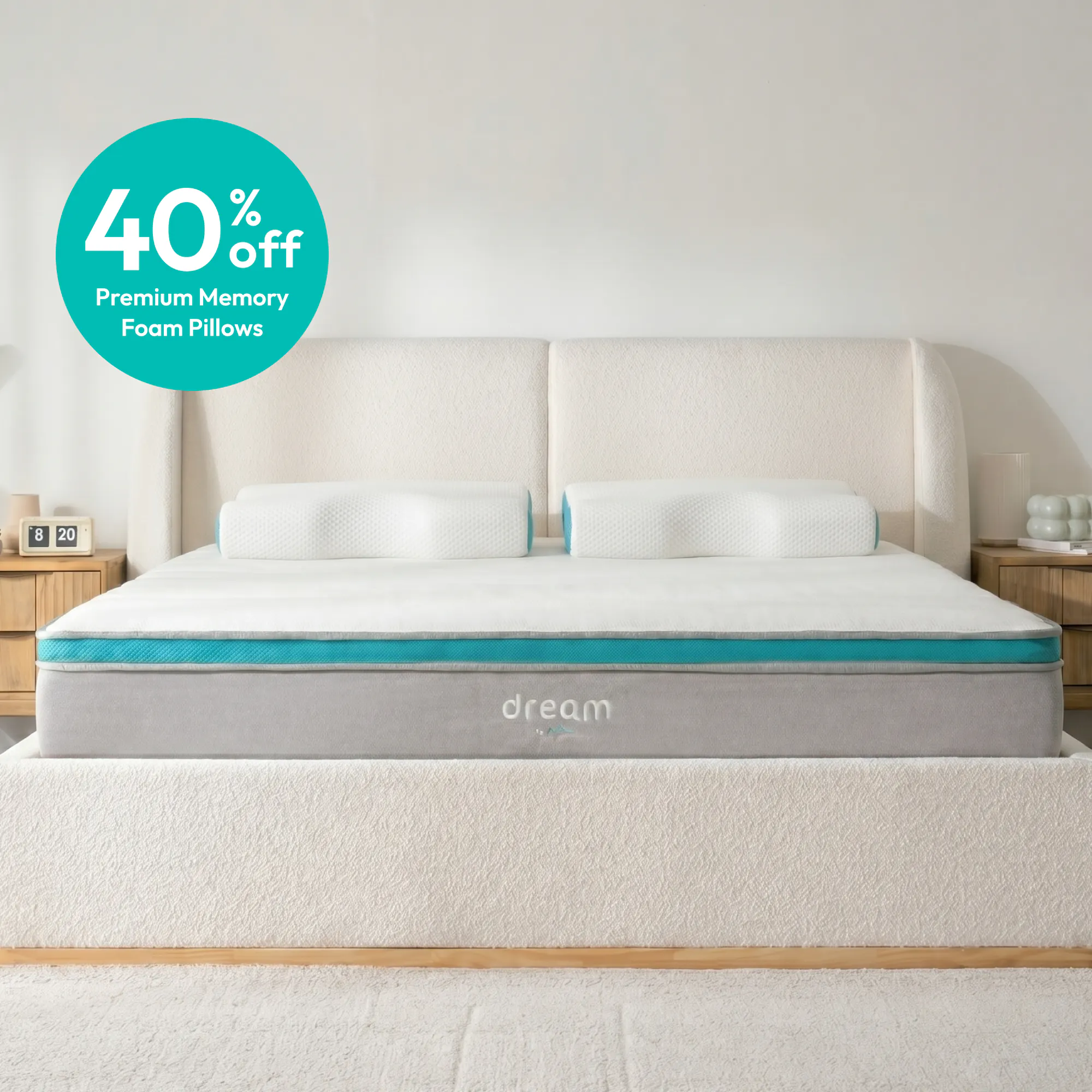 DREAM Mattress + 40% Off Premium Memory Foam Pillows