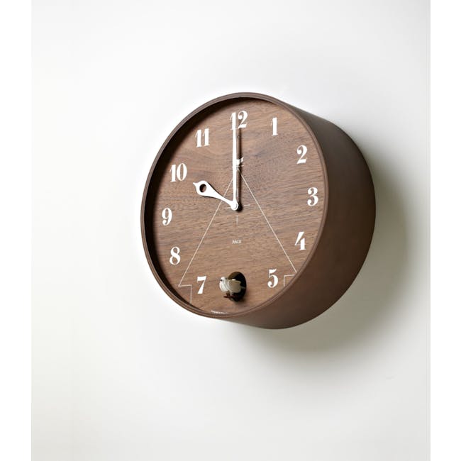 Pace M Size Wall Clock - Brown Wood - 4