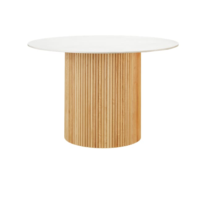 Arielle Round Dining Table 1.2m - Oak, Marble White (Sintered Stone) - 3
