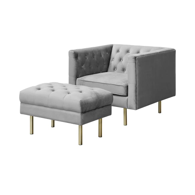 Cadencia 2 Seater Sofa with Cadencia Armchair - Anchor Grey (Velvet) - 16