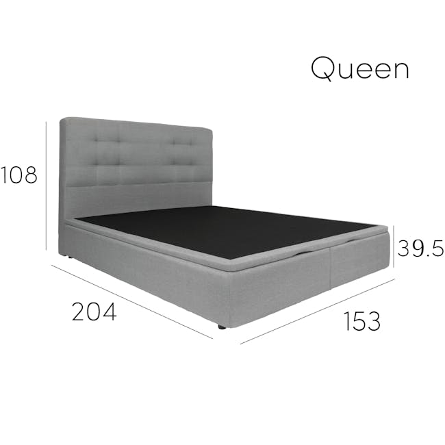 ESSENTIALS Queen Headboard Storage Bed - Smoke (Fabric) - 2