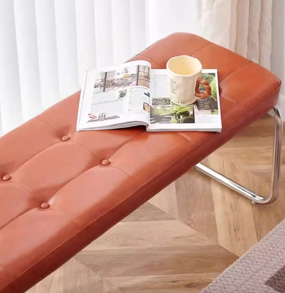 (As-is) Marcello Bench 1.2m - Tan (Faux Leather) - 12