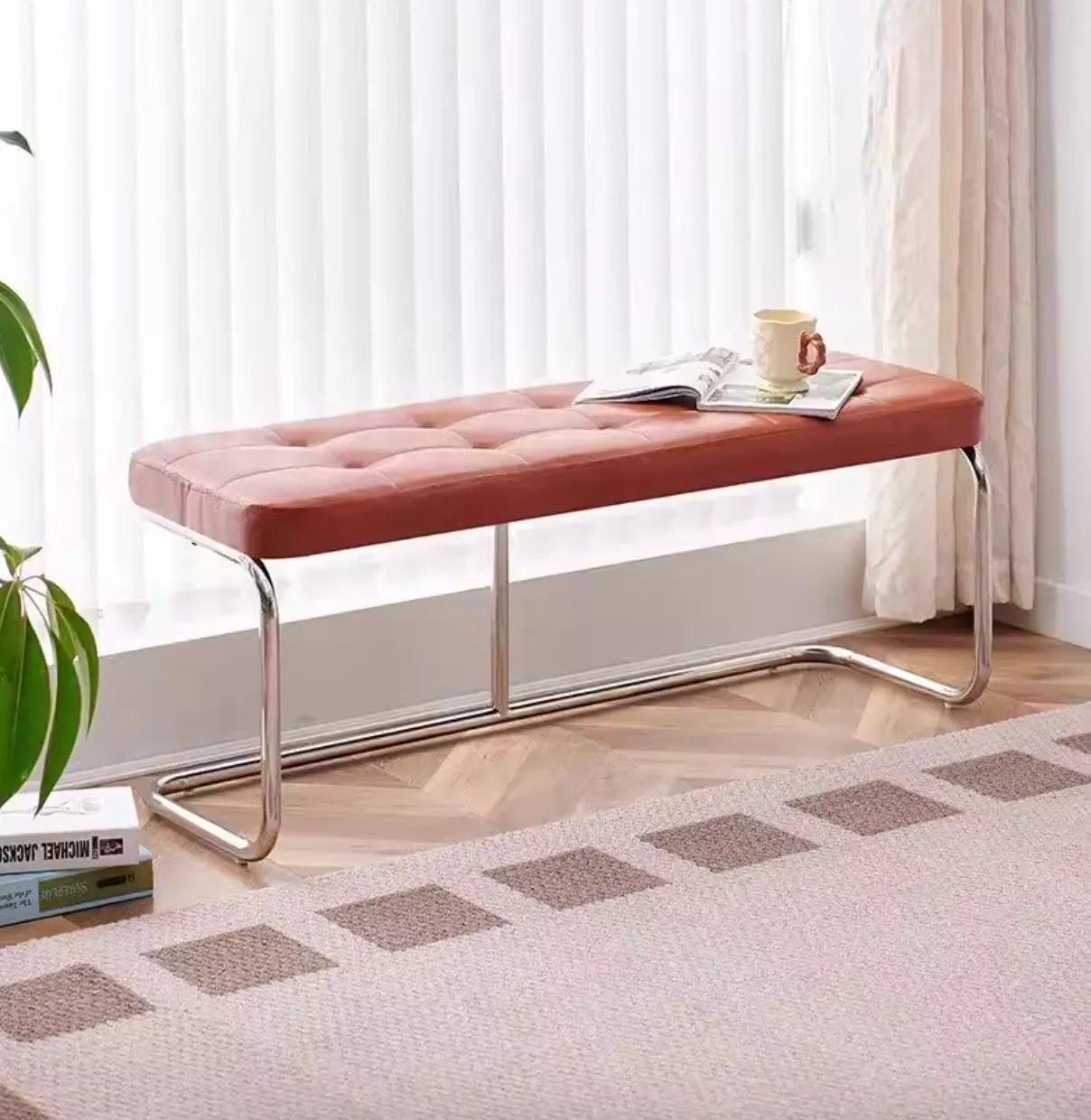 (As-is) Marcello Bench 1.2m - Tan (Faux Leather) - 16