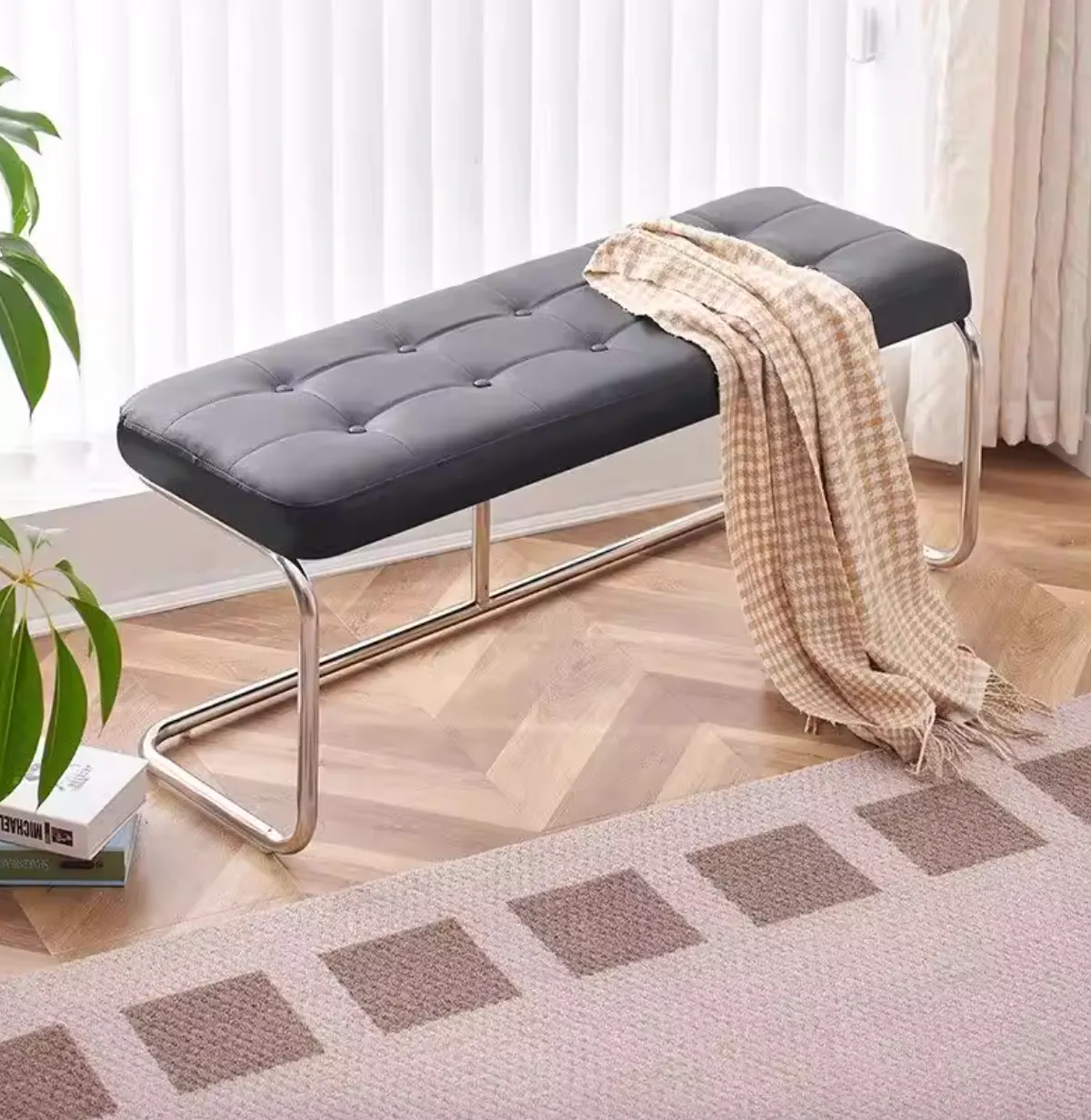 (As-is) Marcello Bench 1.2m - Tan (Faux Leather) - 7