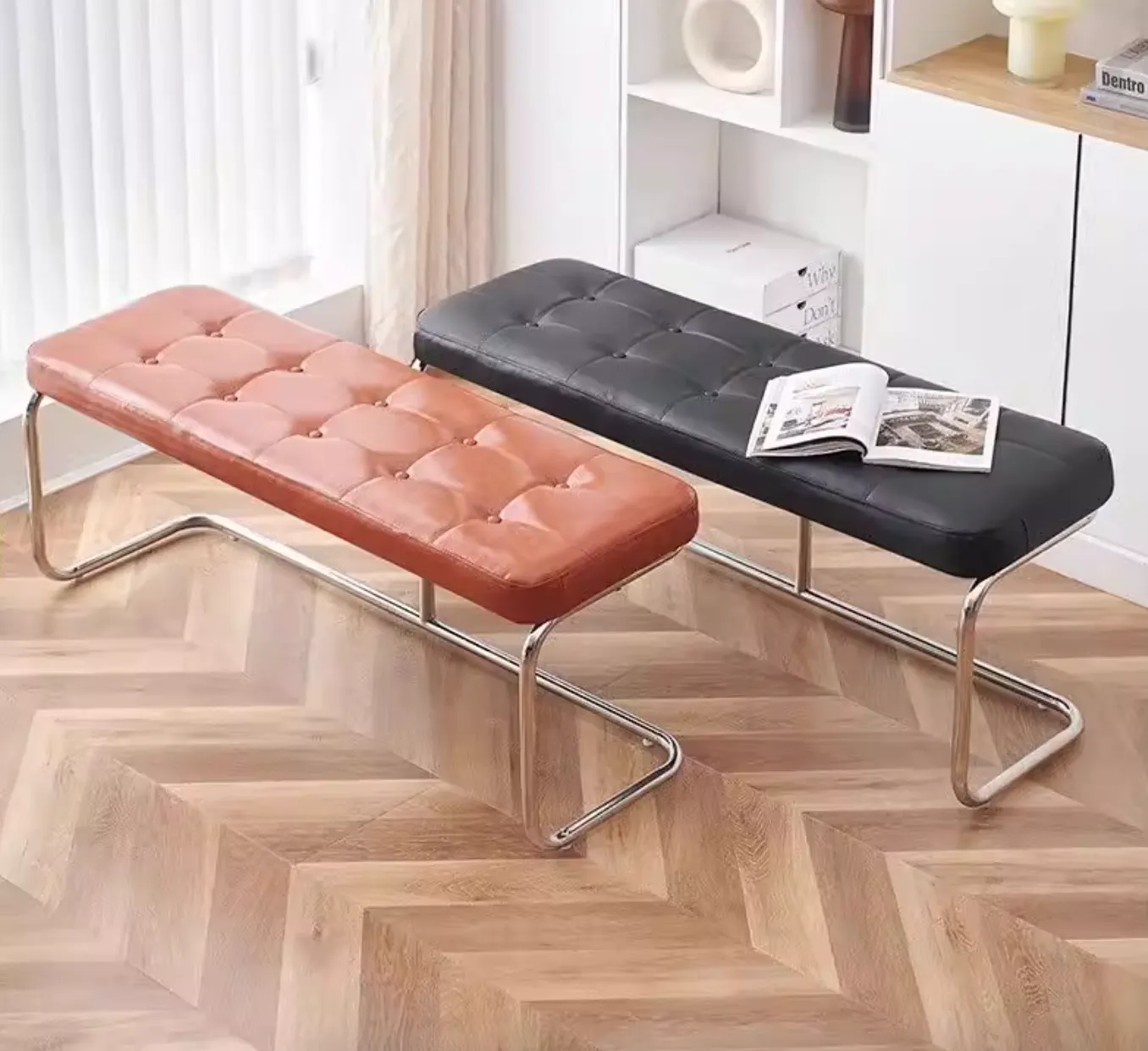 (As-is) Marcello Bench 1.2m - Tan (Faux Leather) - 11