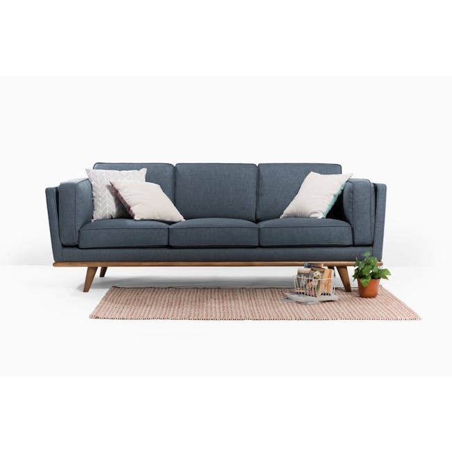 Carter 3 Seater Sofa in Navy with Logan Lounge Chair in Black - 11