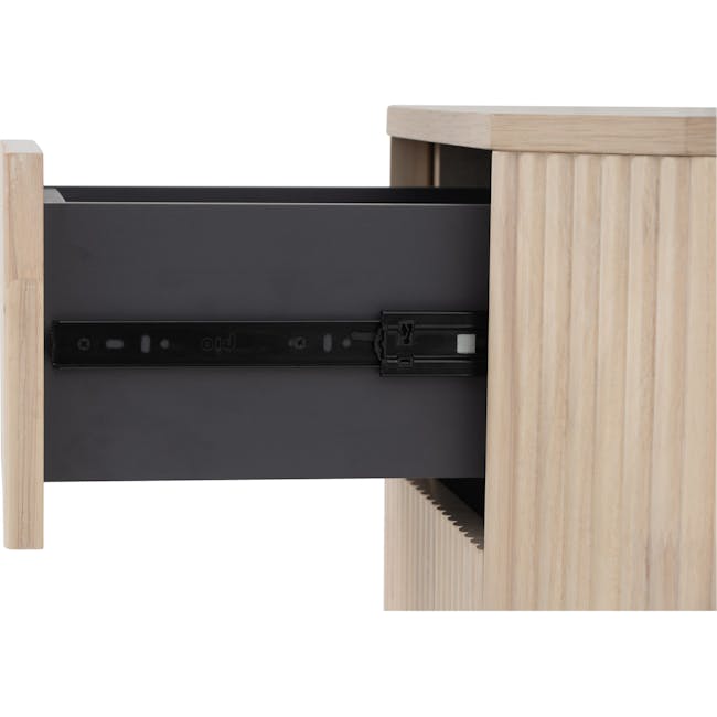 Claire Bedside Table - 10 - Wooden drawer, black drawer divider, minimalist design, sleek finish, modern aesthetic