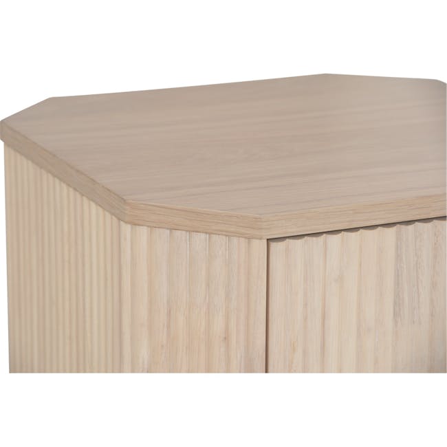 Claire Bedside Table - 13 - Light wood, natural finish, smooth surface, minimalist design, vertical grain, soft texture