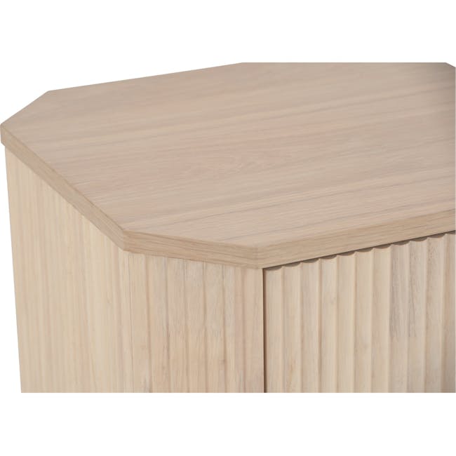 Claire Bedside Table - 5 - Light wood, natural finish, smooth surface, minimalist design, hexagonal shape, vertical grain