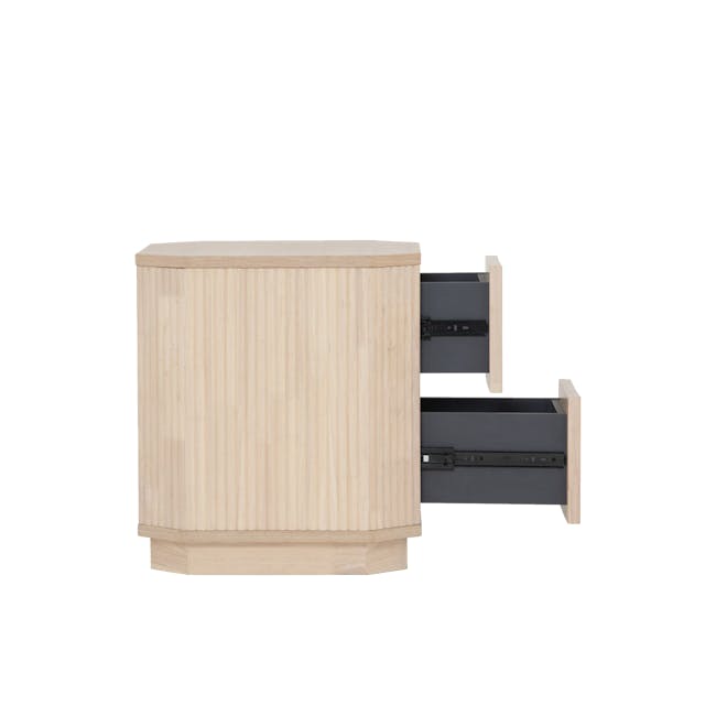 Claire Bedside Table - 4 - Wooden cabinet, minimalist design, floating shelf, integrated storage, modern aesthetic, sleek