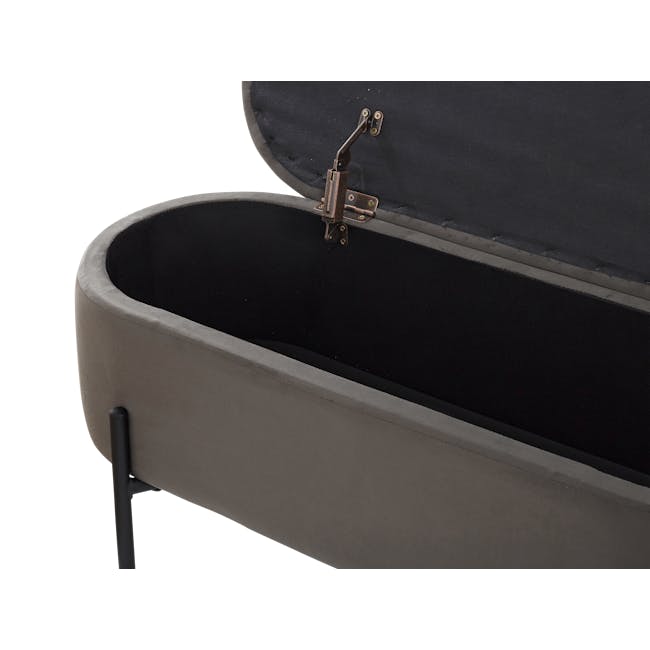 Hilary Storage Bench 0.9m - Warm Grey (Velvet) - 5