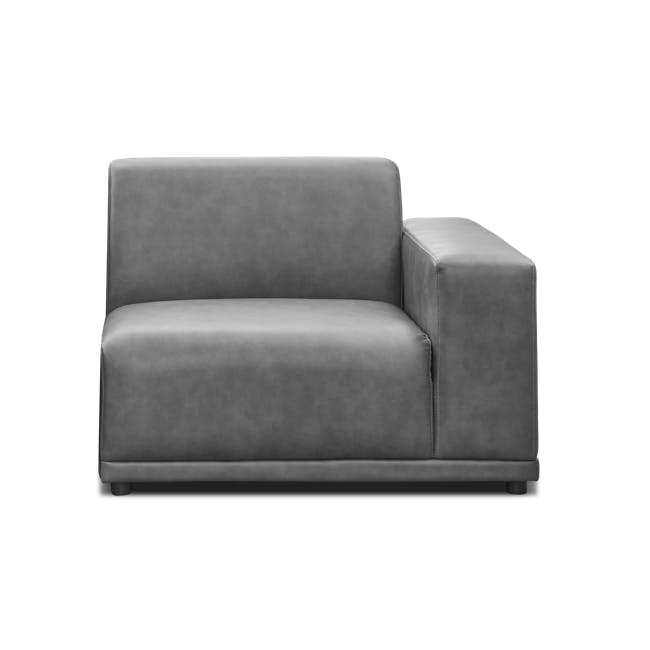 Milan 3 Seater Corner Extended Sofa - Lead Grey (Faux Leather) - 6