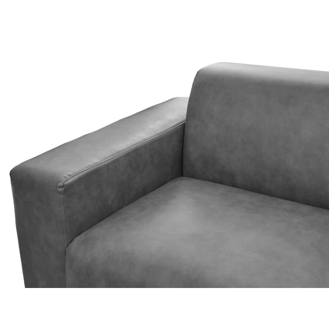 Milan 3 Seater Corner Extended Sofa - Lead Grey (Faux Leather) - 10
