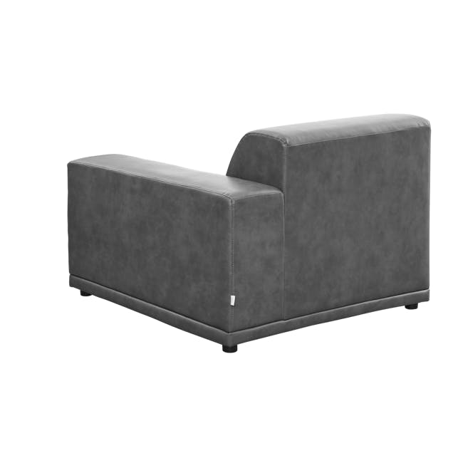 Milan 3 Seater Sofa with Ottoman - Lead Grey (Faux Leather) - 5