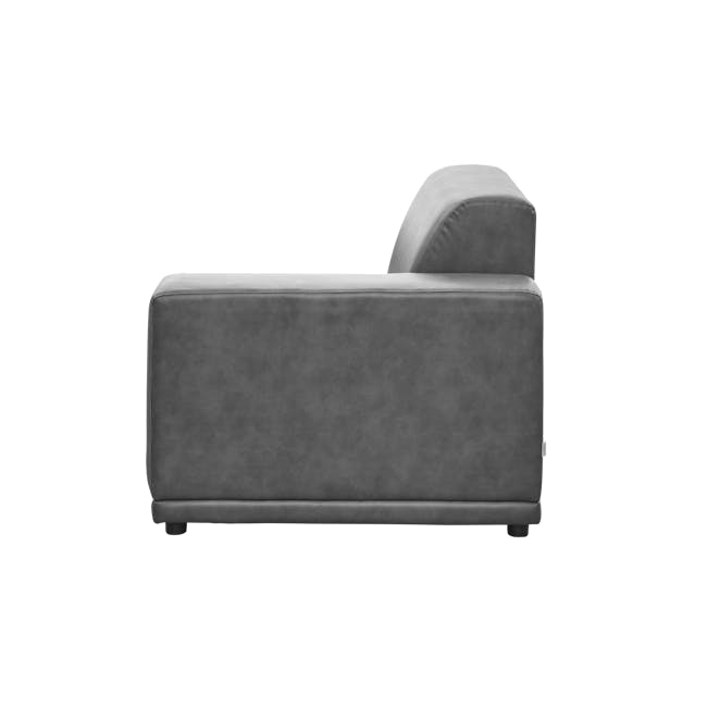 Milan 4 Seater Corner Sofa - Lead Grey (Faux Leather) - 5