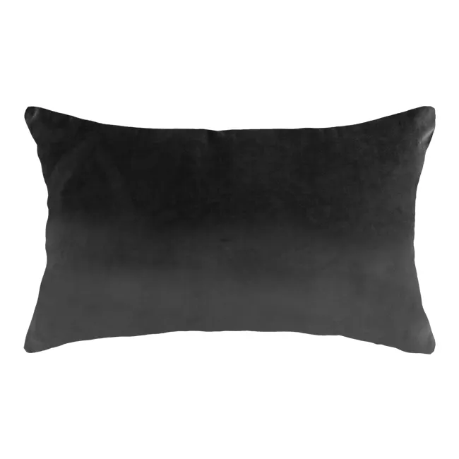 Alyssa Velvet Lumbar Cushion - Grey - 1 - Dark, plush, velvet, soft, textured, smooth, glossy, fabric, comforter