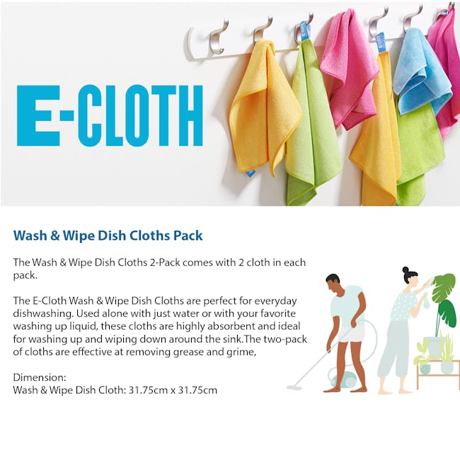 e-cloth Wash and Wipe Kitchen Eco Cleaning Cloth Pack (Set of 2) - 2