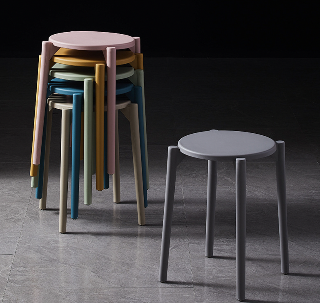Olly Monochrome Stackable Stool - Black, Stackable Stools by