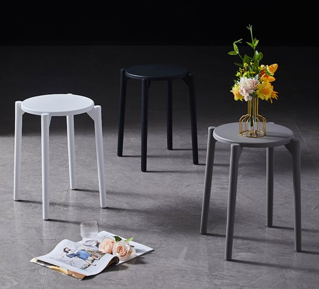 Olly Monochrome Stackable Stool - Black - 4