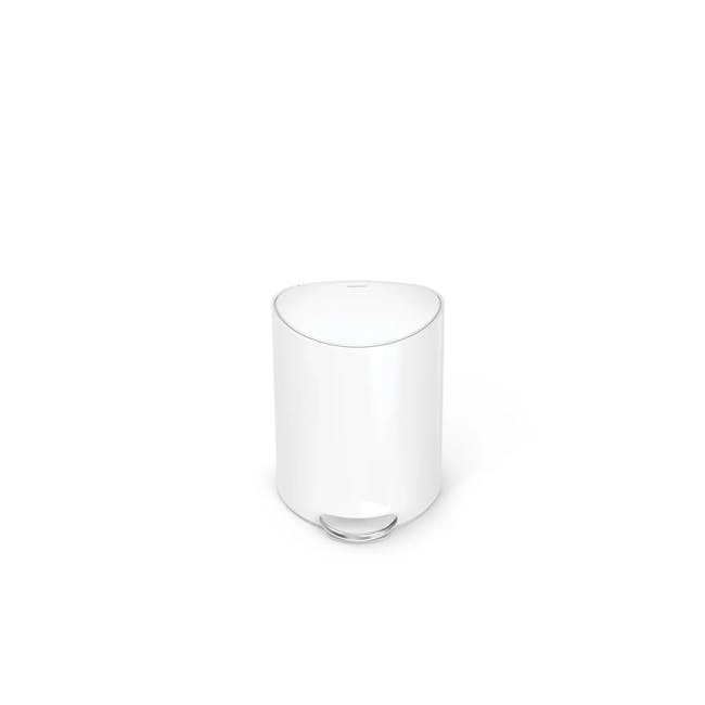 simplehuman 6L Semi Round Step Bin - White - 1 - Sleek, modern design with a minimalist aesthetic, Transparent glass