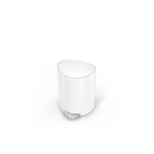 simplehuman 6L Semi Round Step Bin - White - 2 - Clear glass, minimalist design, sleek shape, modern aesthetic, transparent