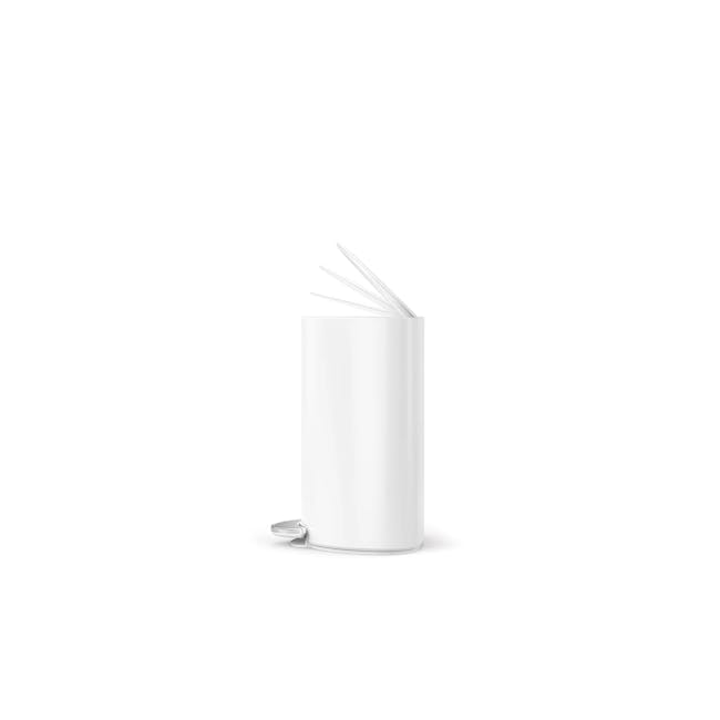 simplehuman 6L Semi Round Step Bin - White - 4 - White cylindrical container, minimalist design, sleek lines, modern