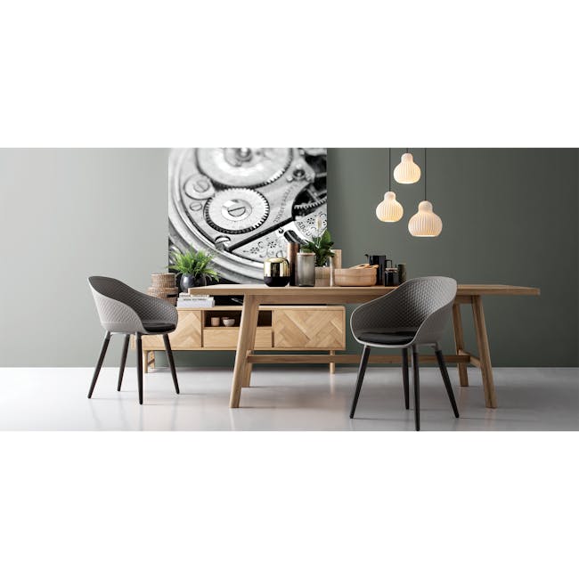 Gianna Dining Table 1.6m with Gianna Bench in 1.3m and 2 Fabian Armchairs in Dolphin Grey - 9